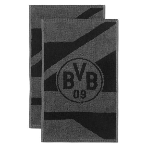 Borussia Dortmund BVB Gästetuch grau/schwarz 2er Set